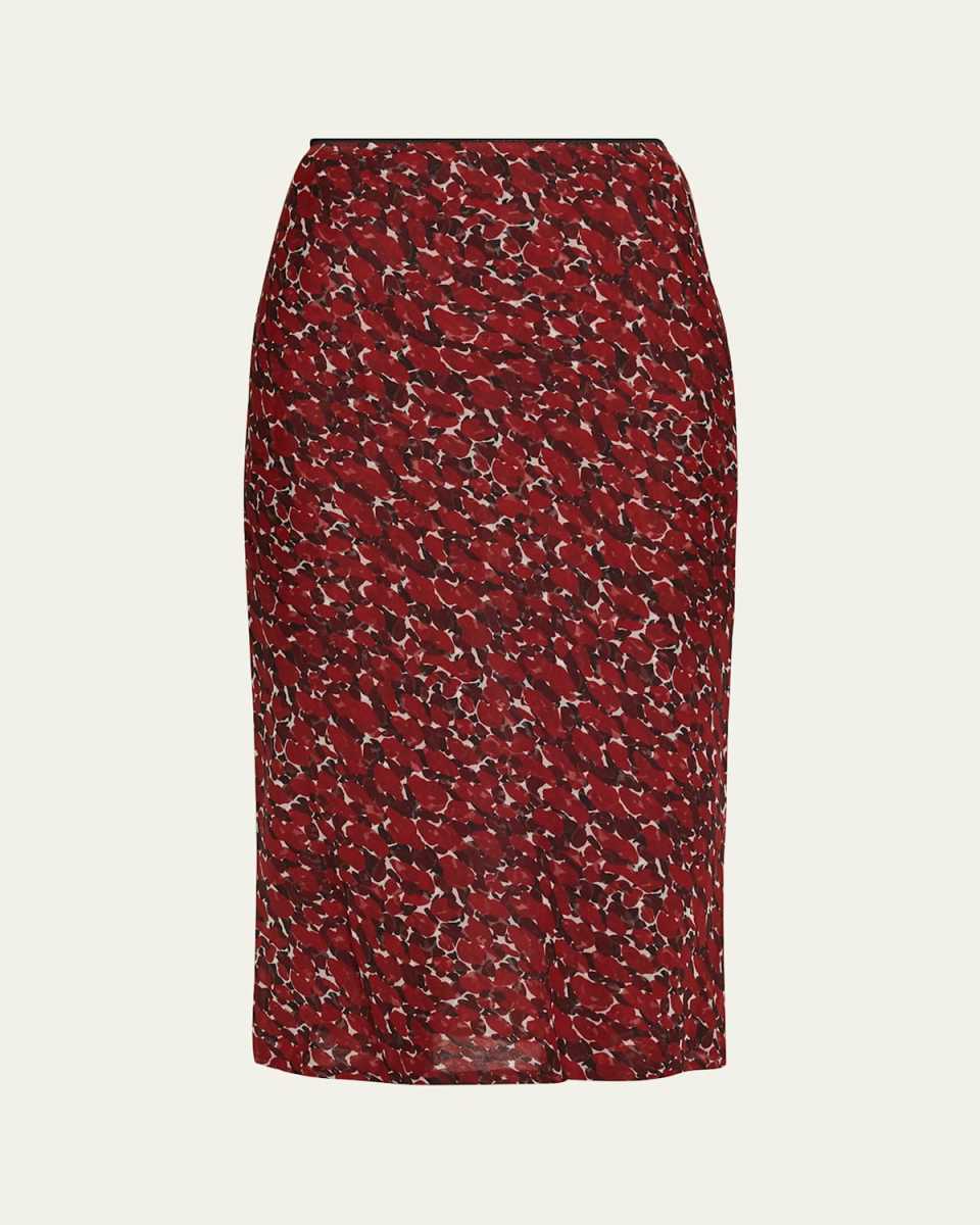 Printed Cotton-Silk Midi Skirt